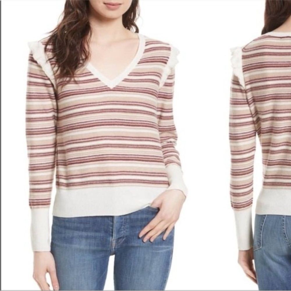 Joie Womens Cais D Stripe Wool Blend Sweater Size Large